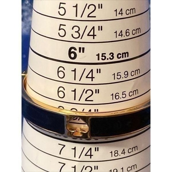 EUC Kate Spade Punched out Spade Black/Goldtone Hinged Bangle Bracelet size 6.75 - Picture 11 of 12